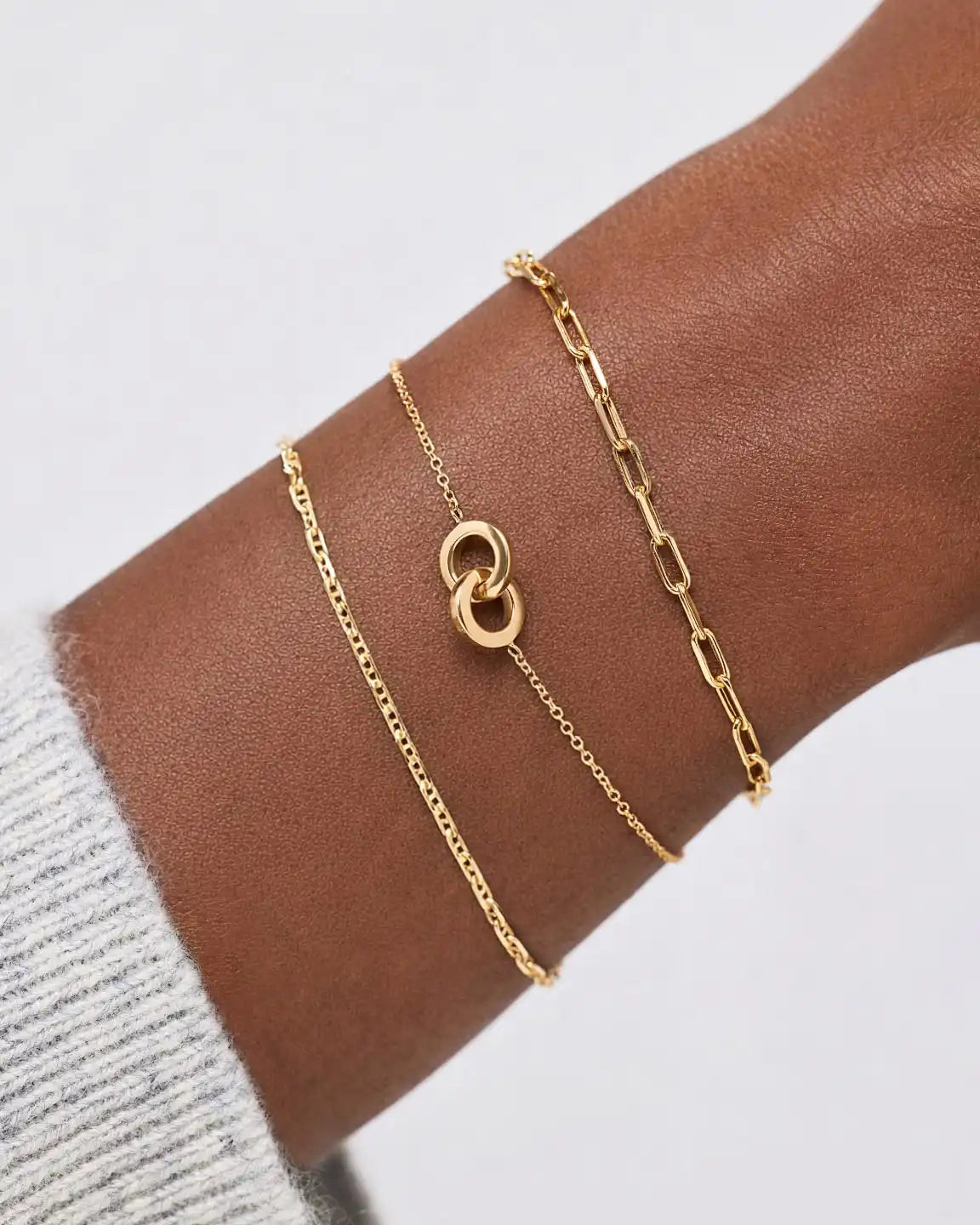 Solid Yellow Gold - Duo Links Bracelet