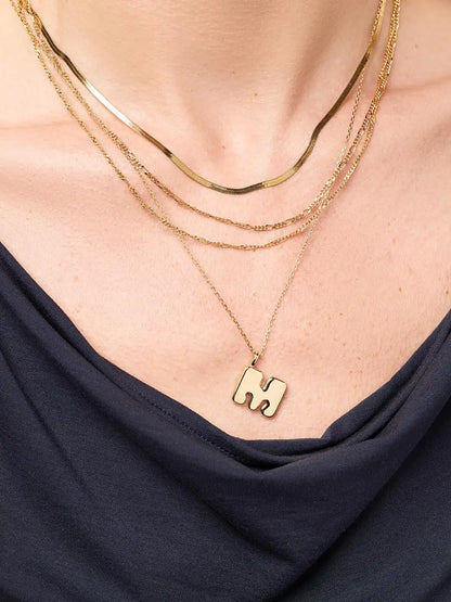 Sterling Silver - Bubble Letter Necklace