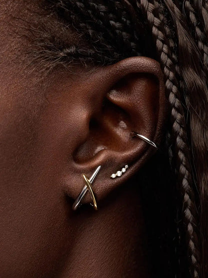 Gold Stud Earrings - Sloane Pave