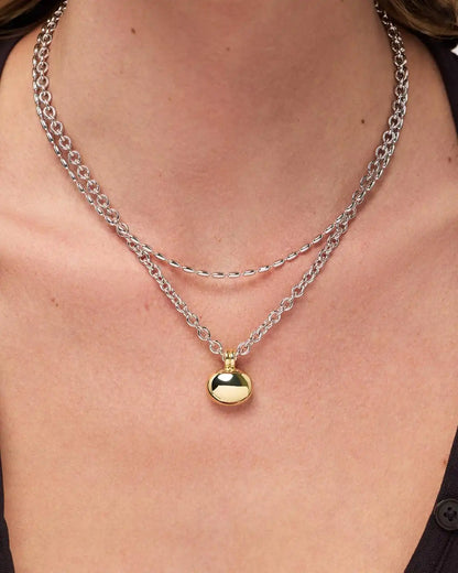 Pendant Necklace - Pebble Statement Two Tone