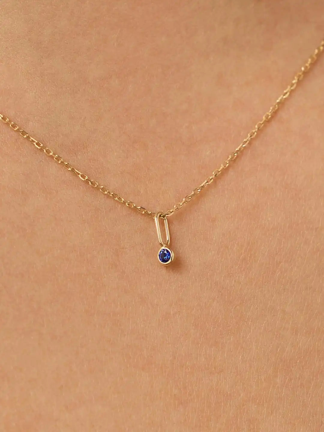Solid Yellow Gold - Diamond Mini Birthstone Necklace