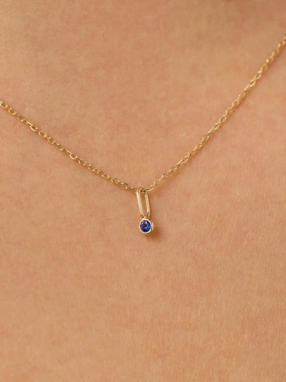 Solid Yellow Gold - Diamond Mini Birthstone Necklace
