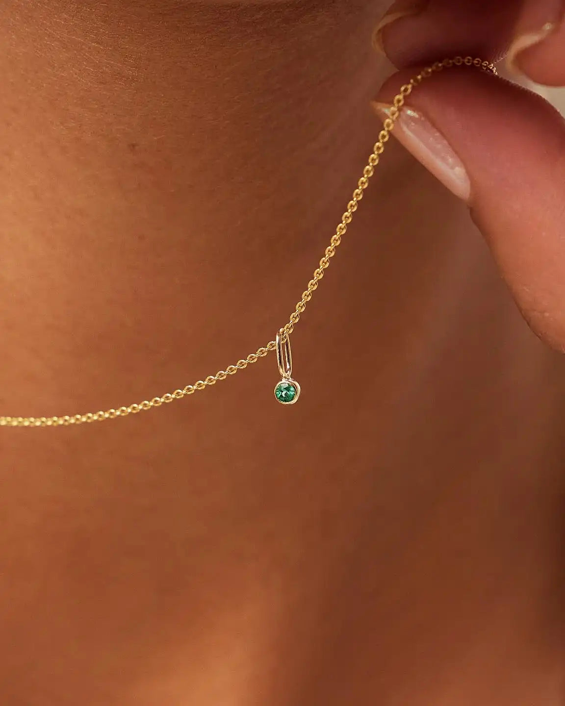 Solid Yellow Gold - Diamond Mini Birthstone Necklace