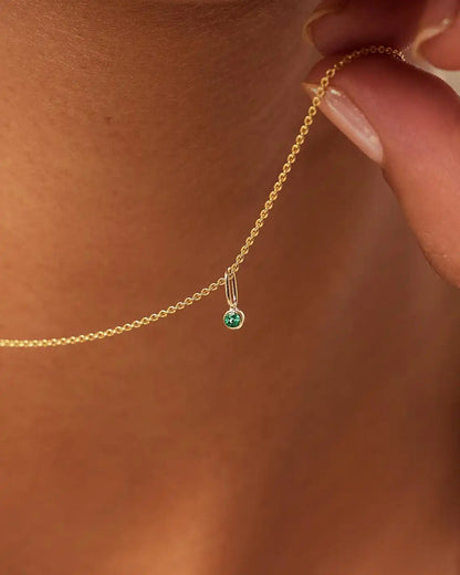Solid Yellow Gold - Diamond Mini Birthstone Necklace