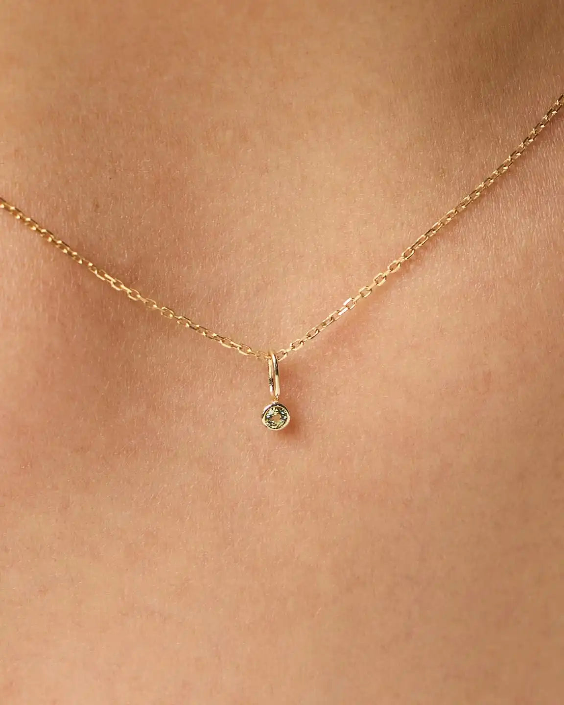 Solid Yellow Gold - Diamond Mini Birthstone Necklace