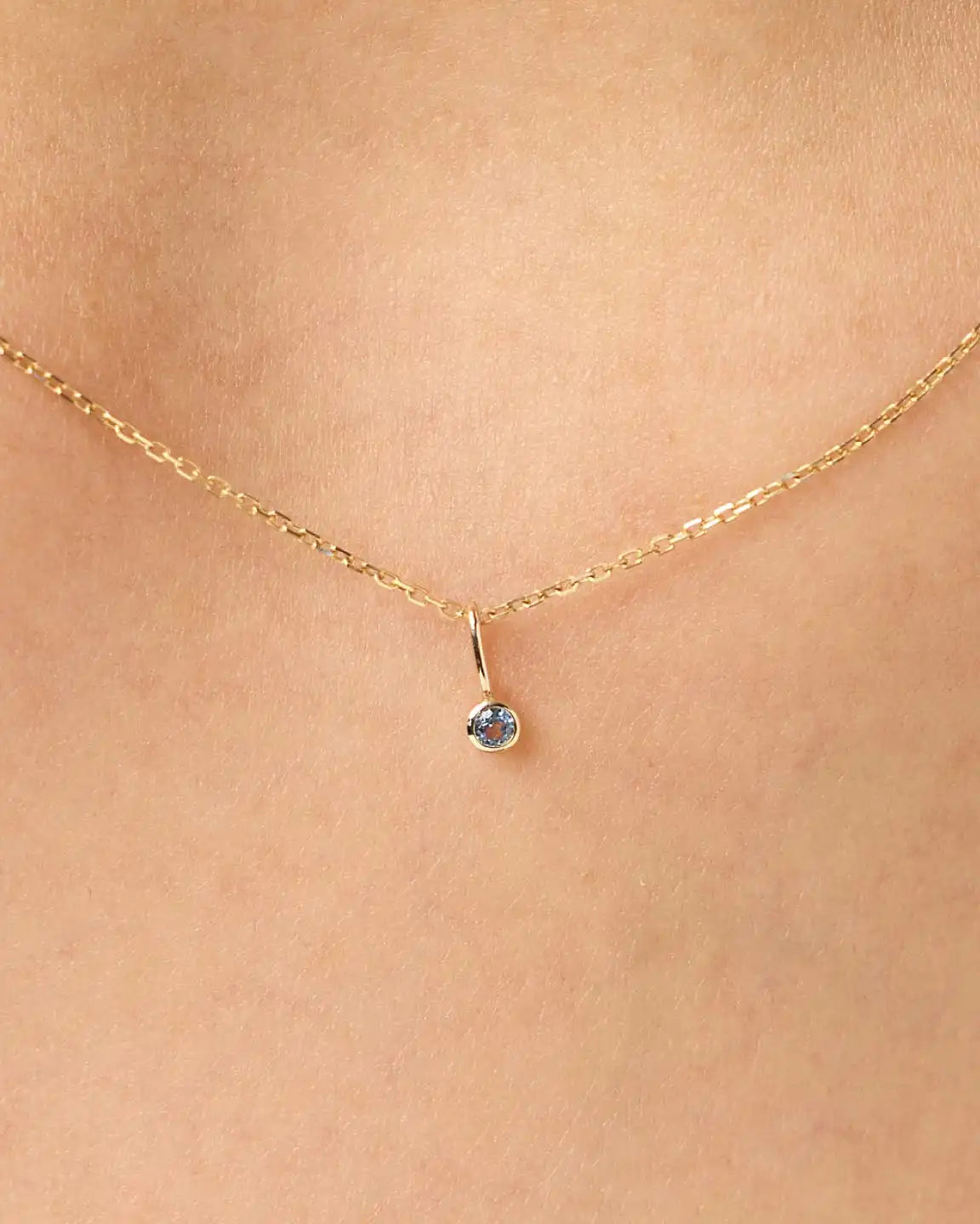 Solid Yellow Gold - Sapphire Mini Birthstone Charm