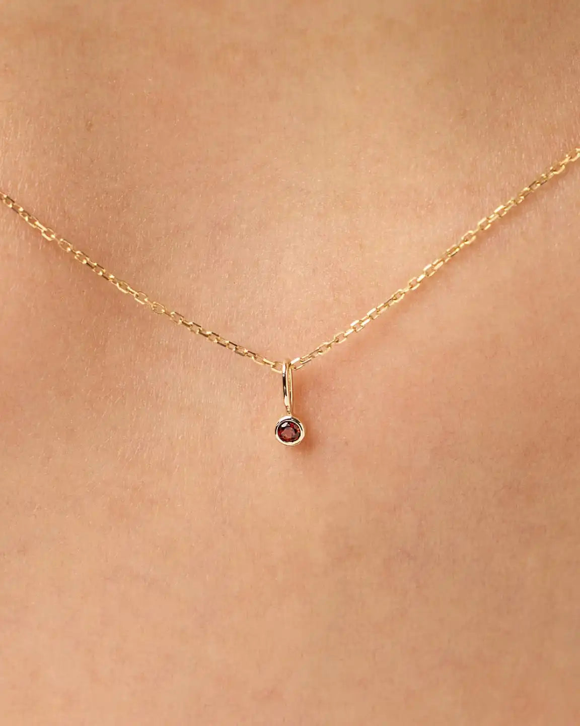 Solid Yellow Gold - Diamond Mini Birthstone Necklace