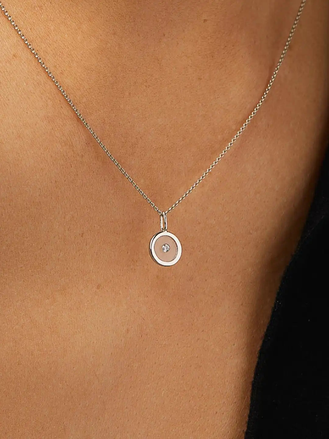 White Gold Necklace - White Gold Floating Diamond Necklace