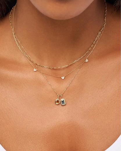 Solid Yellow Gold - Pink Amethyst Teardrop Necklace