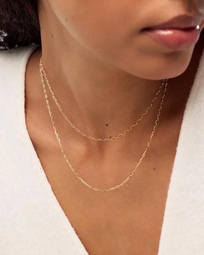 Solid Yellow Gold - Mini Anchor Chain Necklace