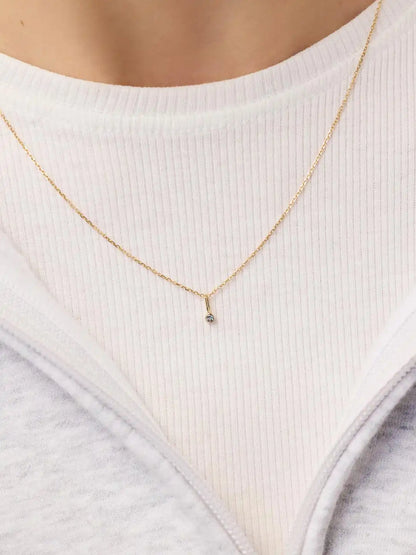 Solid Yellow Gold - Diamond Mini Birthstone Necklace