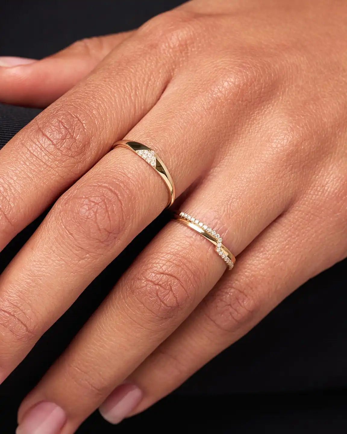 Solid Yellow Gold - Trillion Diamond Signet Ring