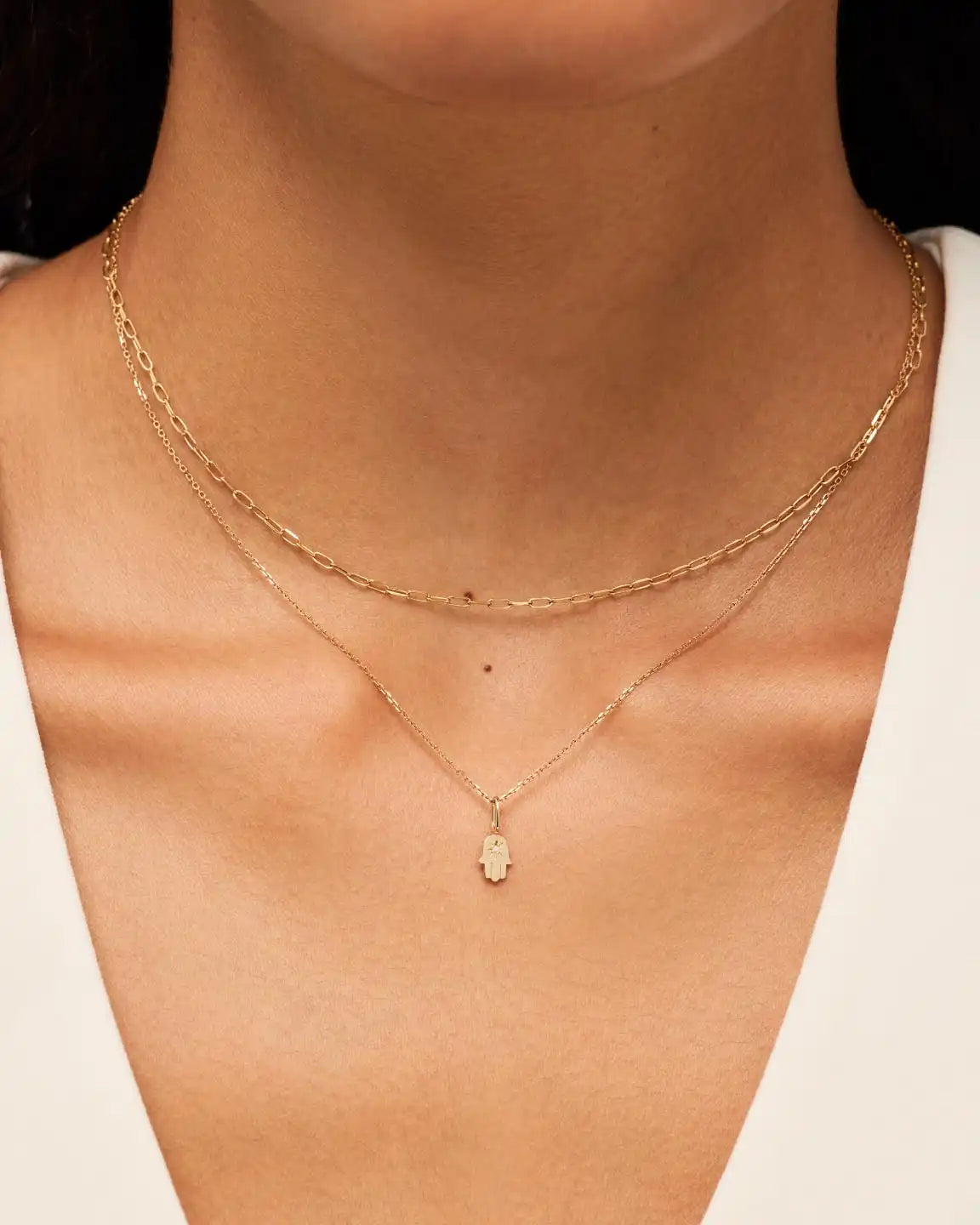 Solid Yellow Gold - Diamond Hamsa Charm