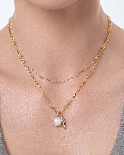 Solid Yellow Gold - Gemstone Fish Necklace