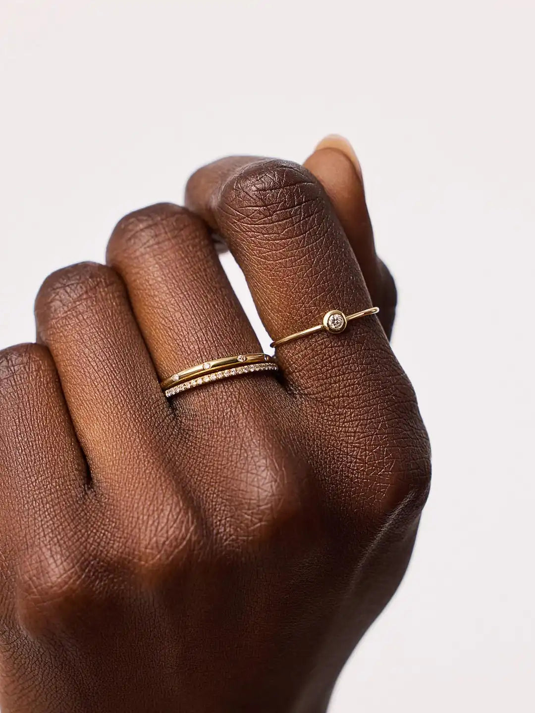 Solid Yellow Gold - Solo Diamond Stacking Ring