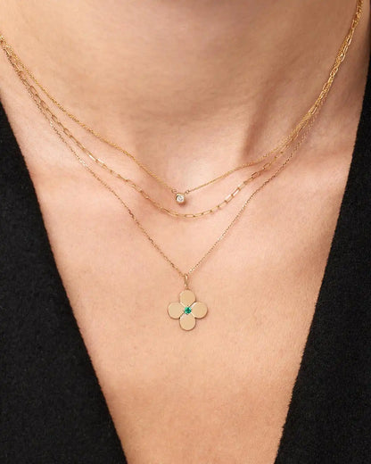 Solid Yellow Gold - Diamond Flower Charm