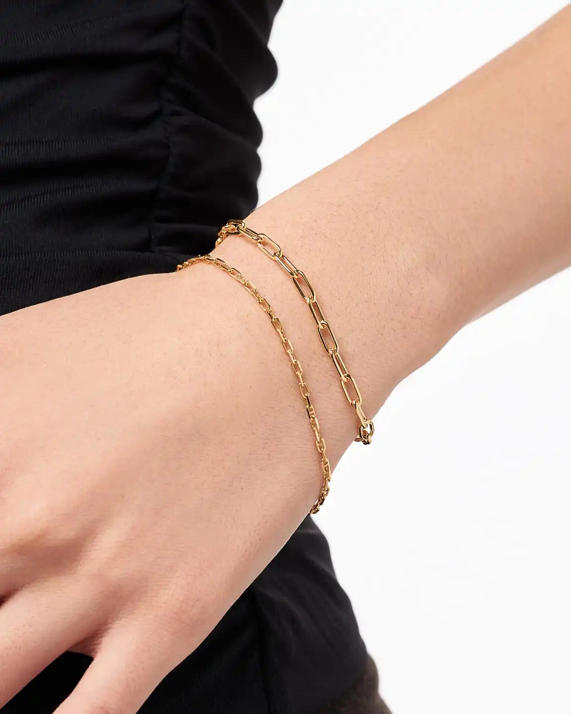 Solid Yellow Gold - Large Paperclip Bracelet
