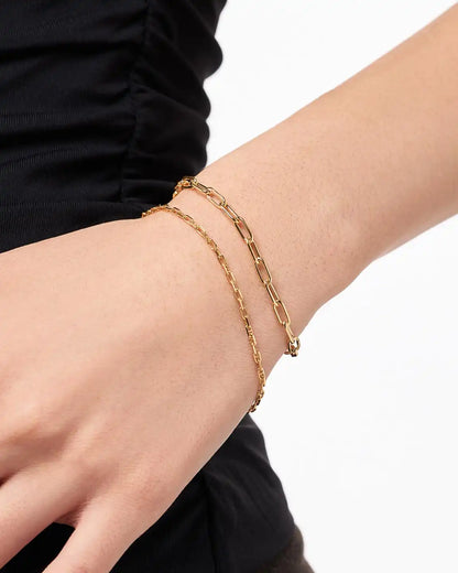 Solid Yellow Gold - Large Paperclip Bracelet