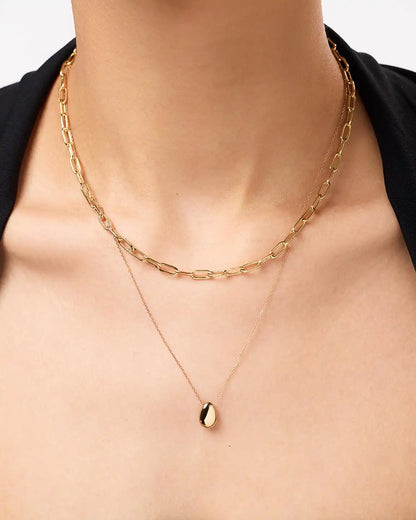 Solid Yellow Gold - Large Paperclip Necklace