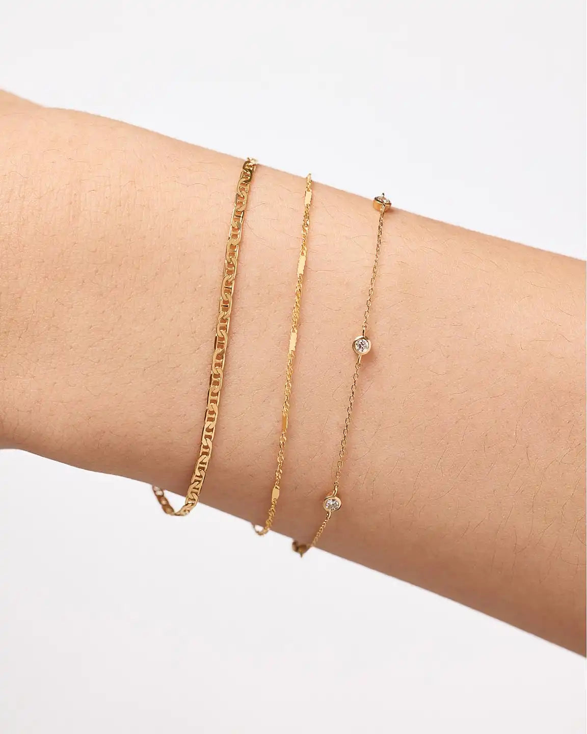Solid Yellow Gold - Singapore Chain Bracelet
