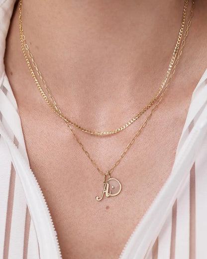 Solid Yellow Gold - Mini Curb Chain Necklace