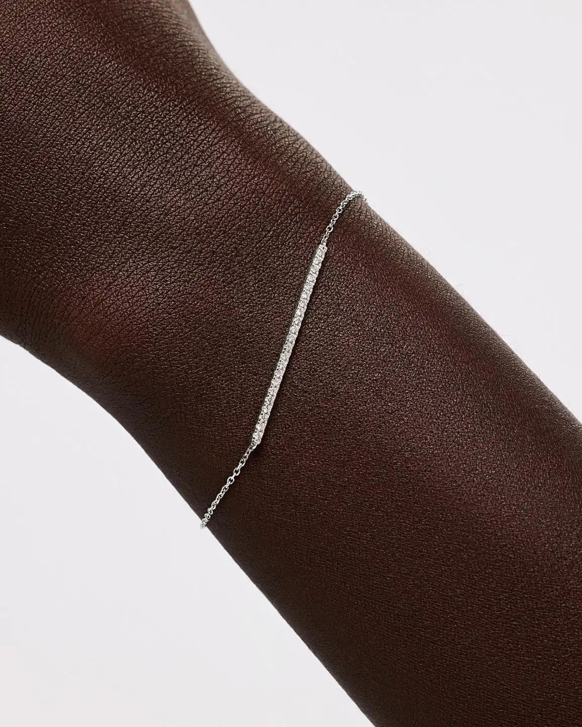 Solid White Gold - Pave Diamond Bar Bracelet