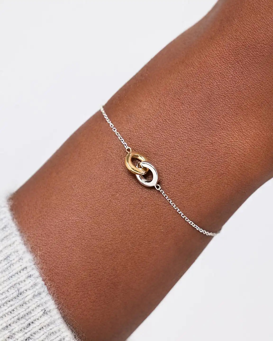 Solid White Gold - Duo Links Bracelet
