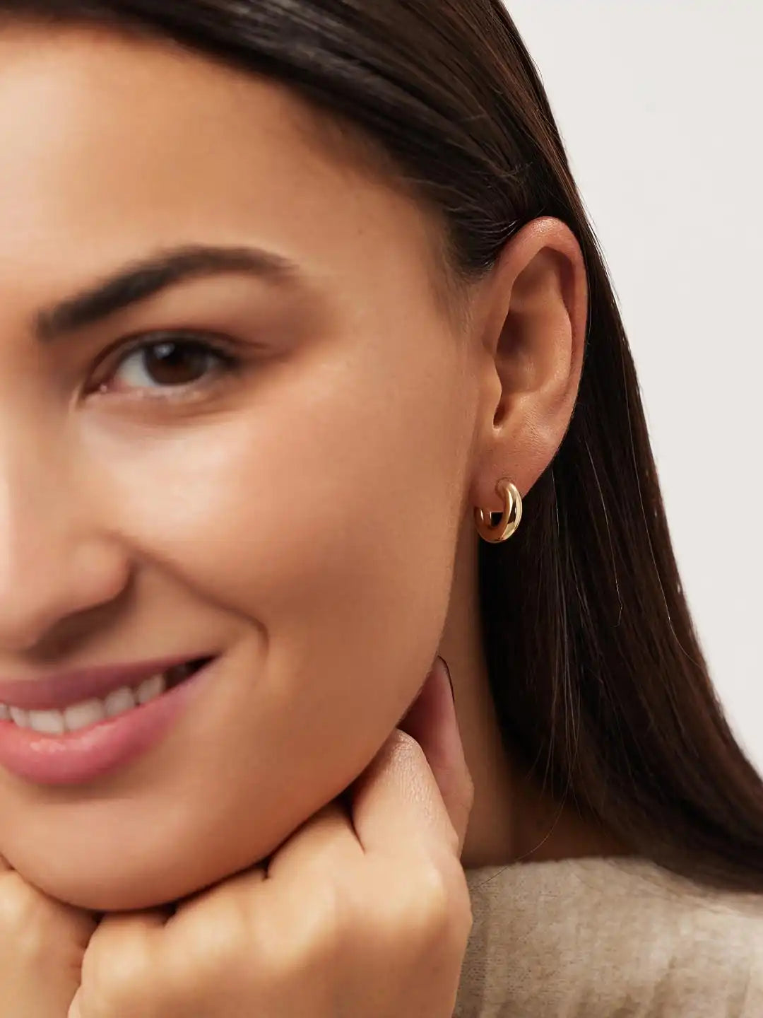 Chunky Gold Hoop Earrings - Gold Bold C-Hoops Mini