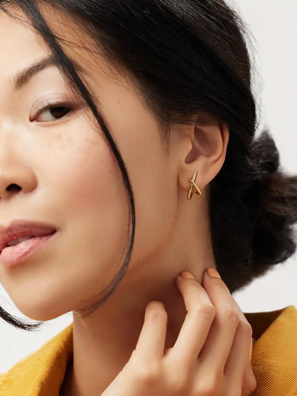 Gold Stud Earrings - Sloane Pave