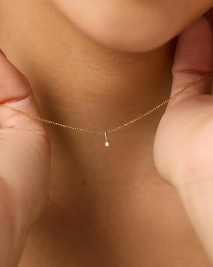 Solid Yellow Gold - Diamond Mini Birthstone Necklace