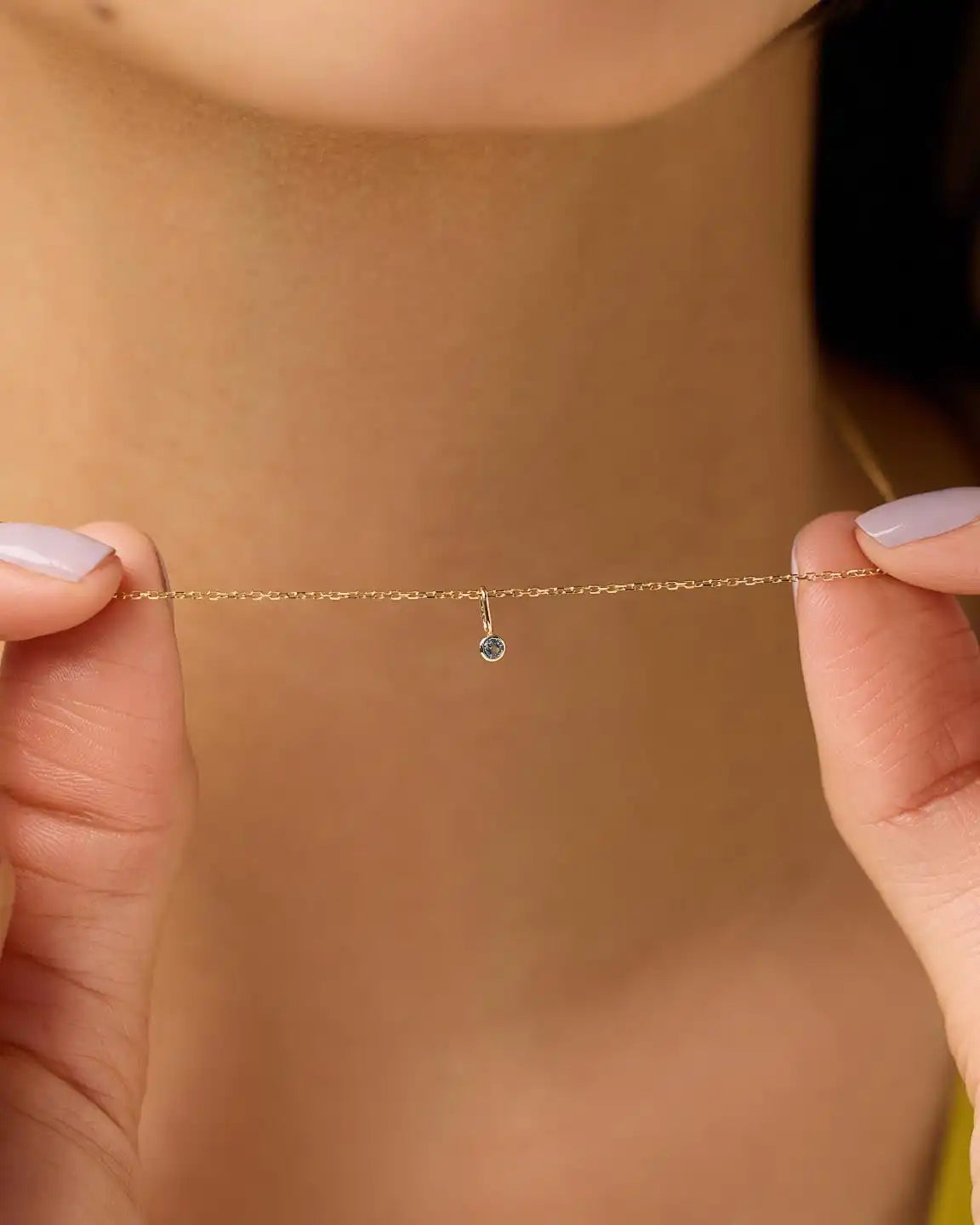 Solid Yellow Gold - Sapphire Mini Birthstone Charm