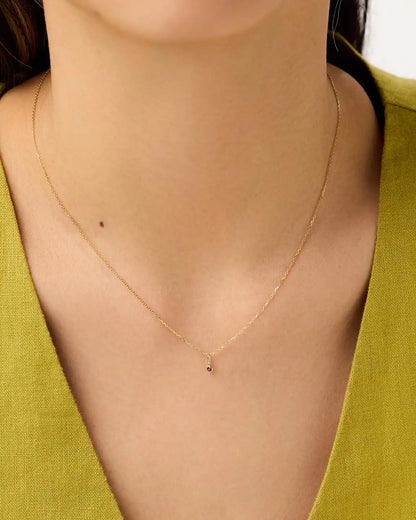 Solid Yellow Gold - Diamond Mini Birthstone Necklace