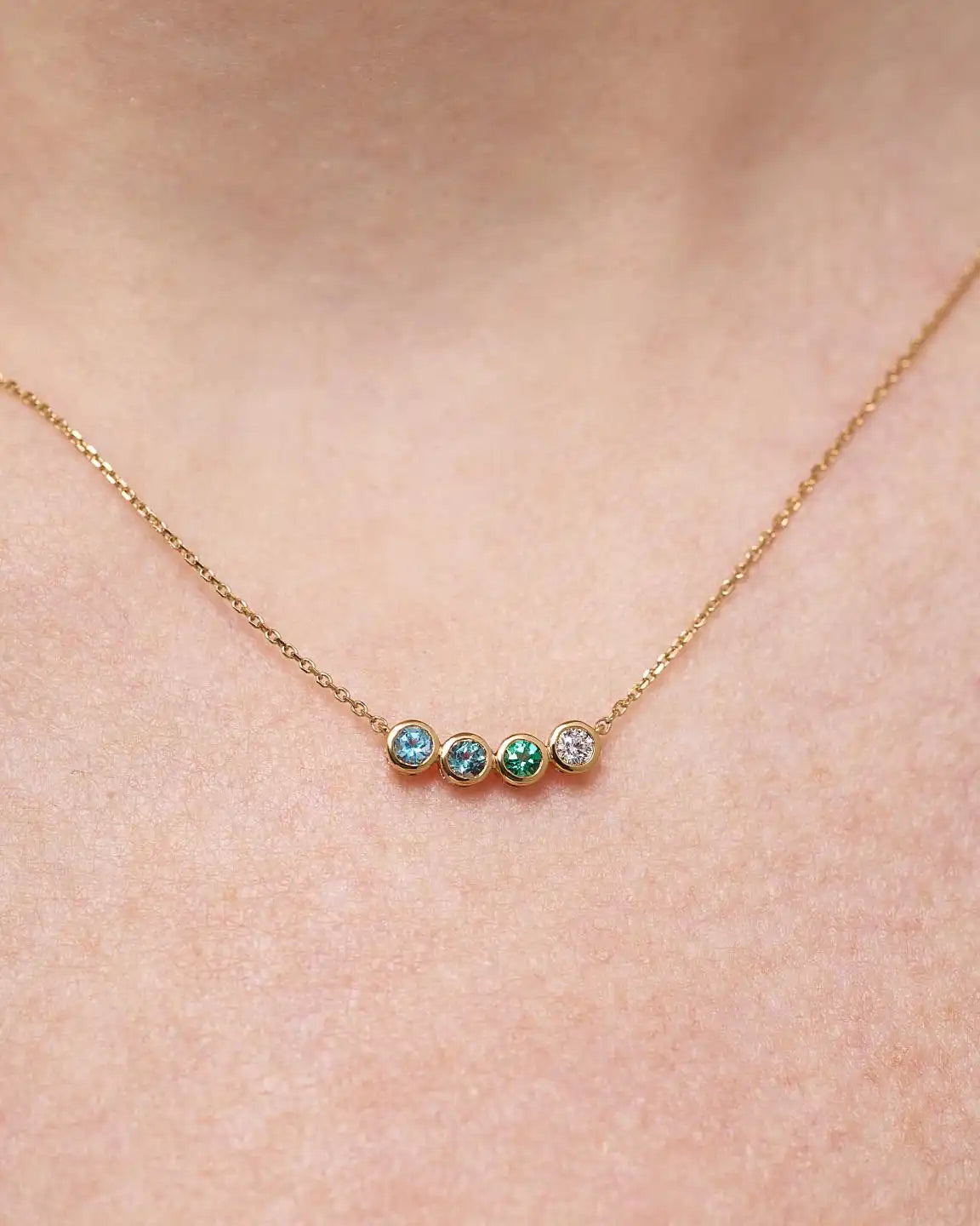 Birthstone Necklace - 4 Stone Birthstone Necklace