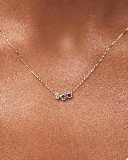 Birthstone Necklace - 3 Stone Birthstone Necklace