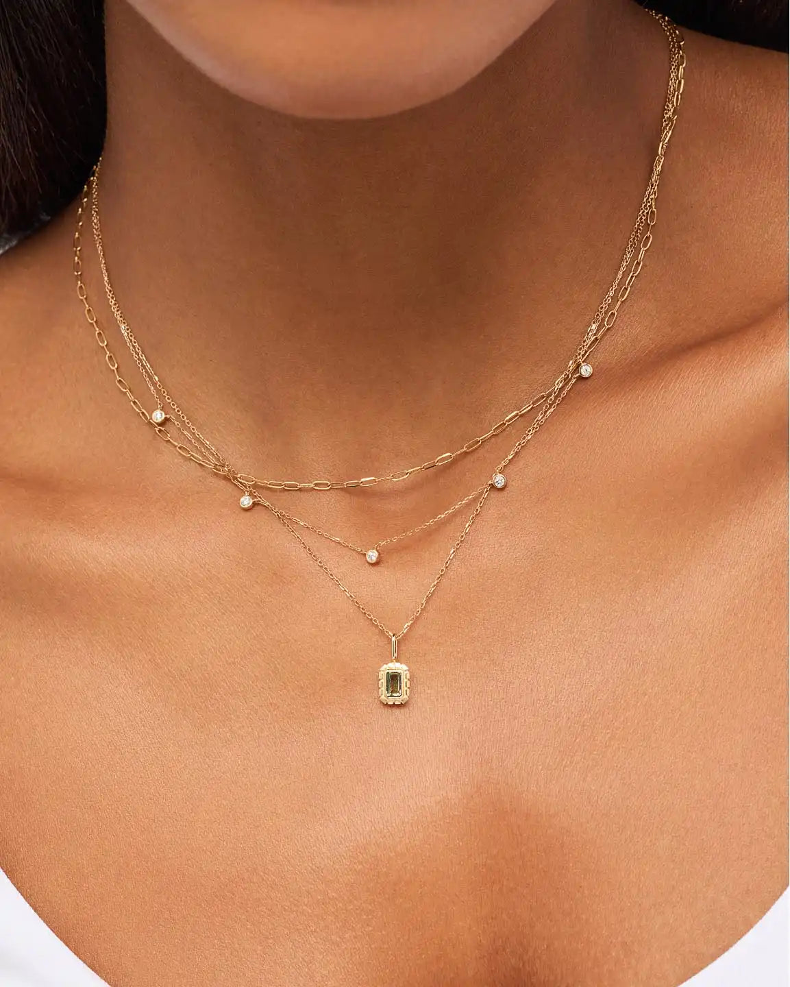 Solid Yellow Gold - Green Sapphire Heirloom Charm