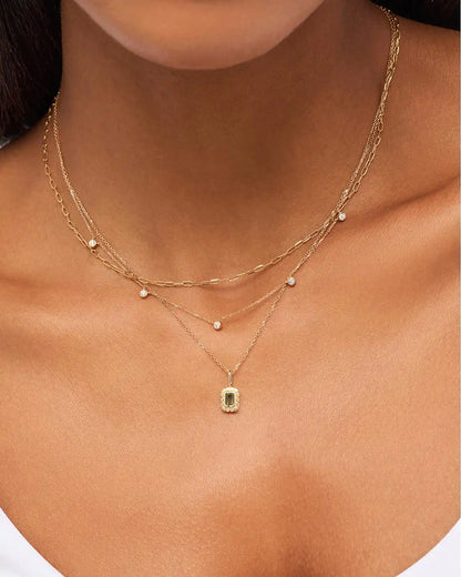 Solid Yellow Gold - Blue Topaz Heirloom Necklace