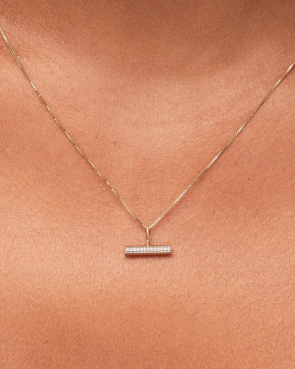 Solid Yellow Gold - Diamond Toggle Charm Necklace