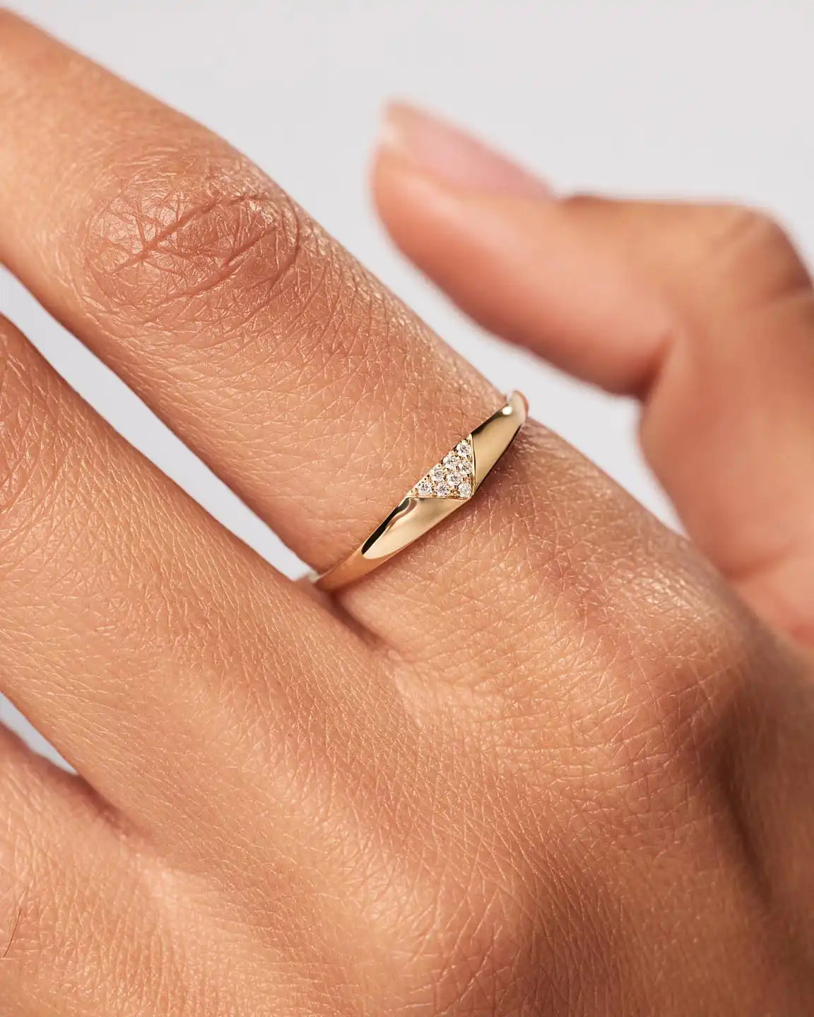 Solid Yellow Gold - Trillion Diamond Signet Ring