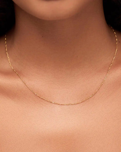Solid Yellow Gold - Figaro Chain Necklace