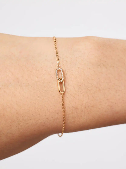 Solid Yellow Gold - Diamond Link Bracelet