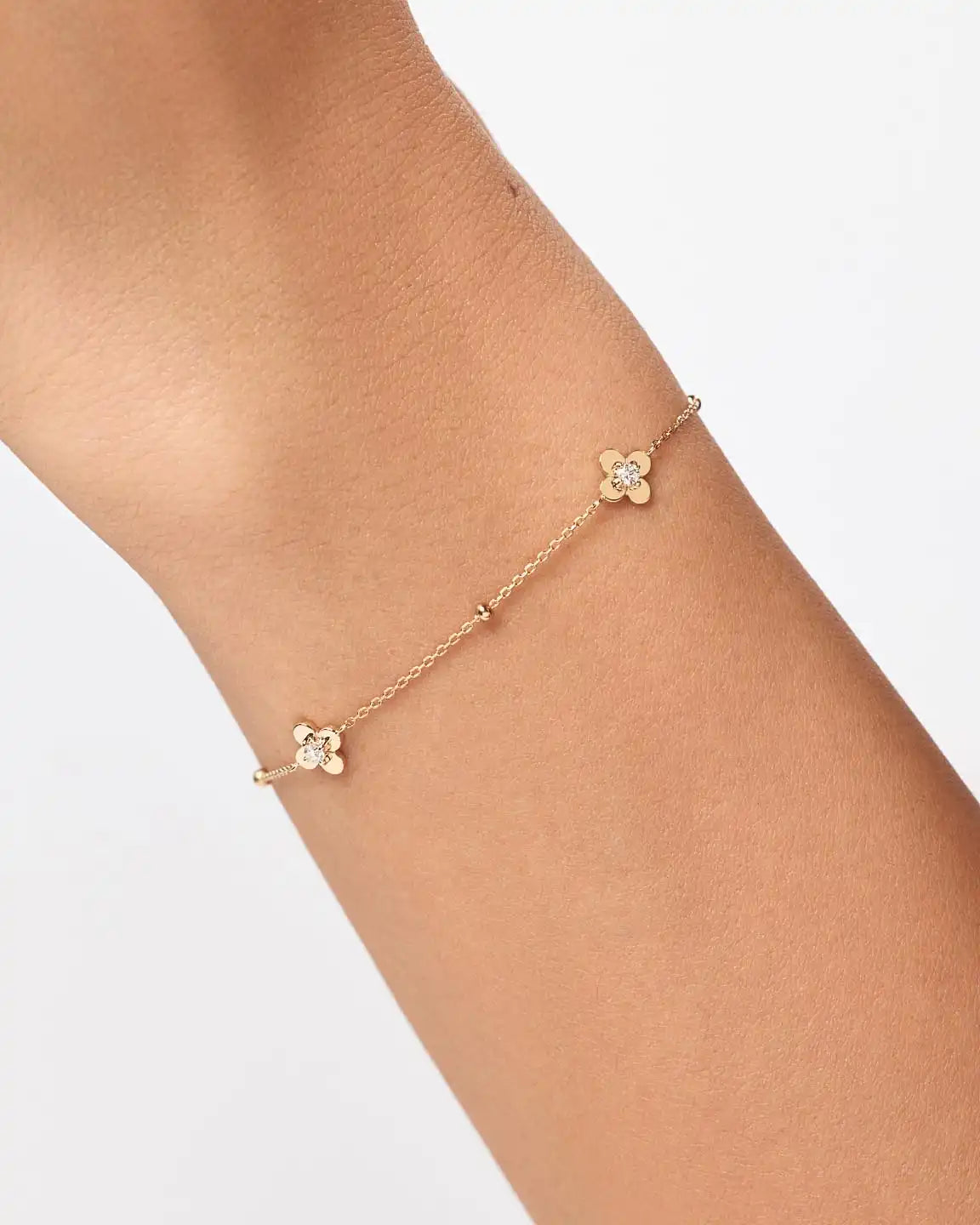 Solid Yellow Gold - Mini Flower Station Bracelet