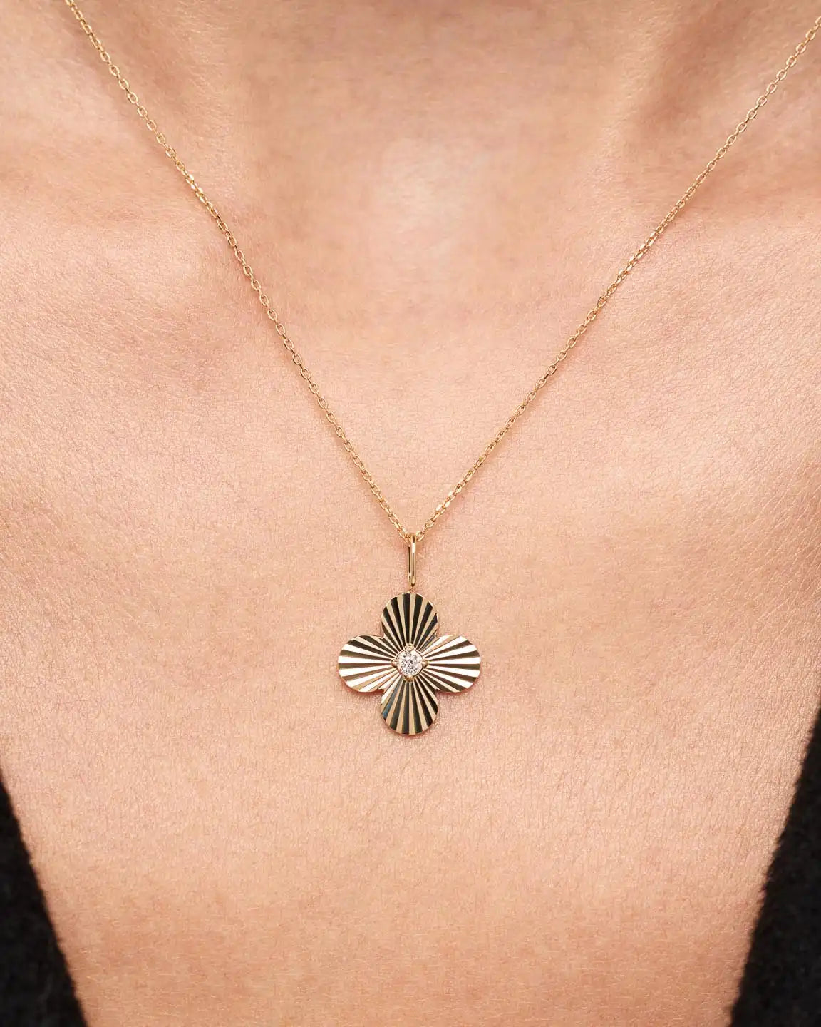 Solid Yellow Gold - Diamond Flower Charm
