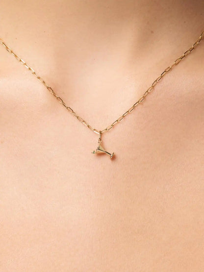 Solid Yellow Gold - Emerald Martini Charm