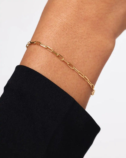 Solid Yellow Gold - Medium Paperclip Bracelet