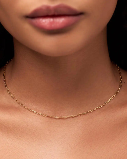 Solid Yellow Gold - Medium Paperclip Necklace