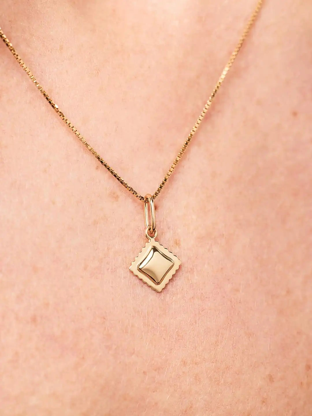 Solid Yellow Gold - Mini Ravioli Charm