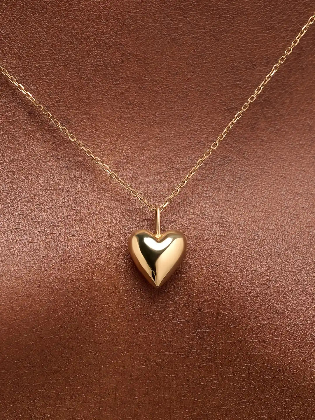Solid Yellow Gold - Medium Heart Charm Necklace