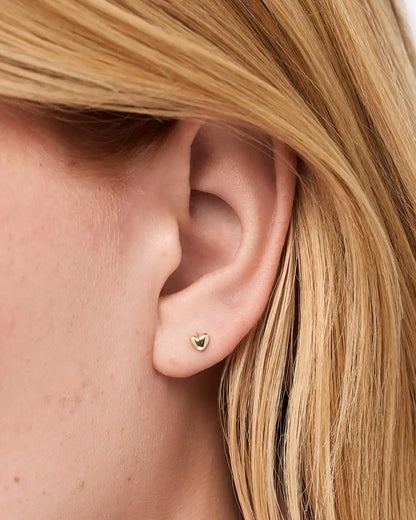 Solid Yellow Gold - Heart Flatback Studs