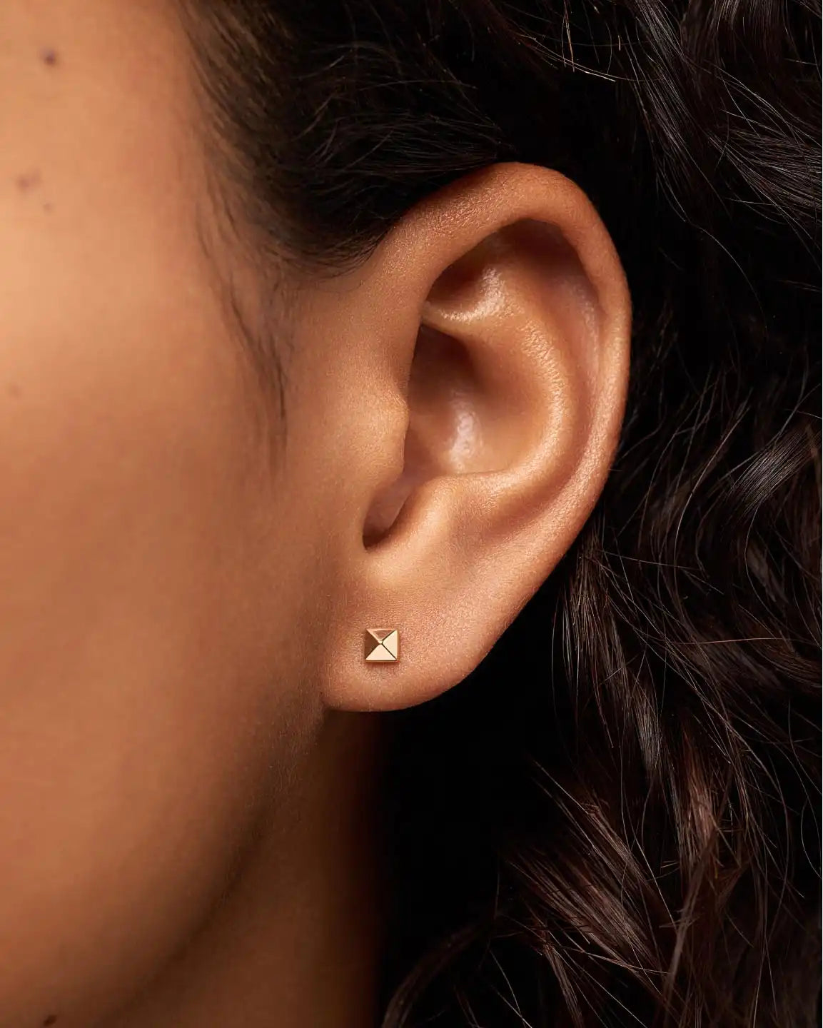 Solid Yellow Gold - Pyramid Studs