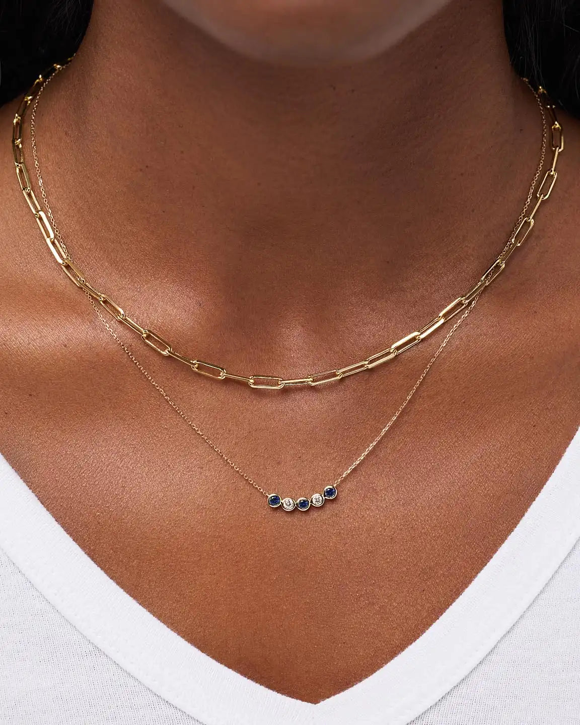 Birthstone Necklace - 5 Stone Birthstone Necklace